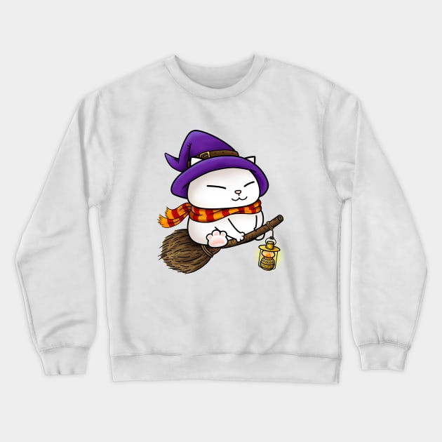 Halloween Cat Witch Kitty Crewneck Sweatshirt by Takeda_Art